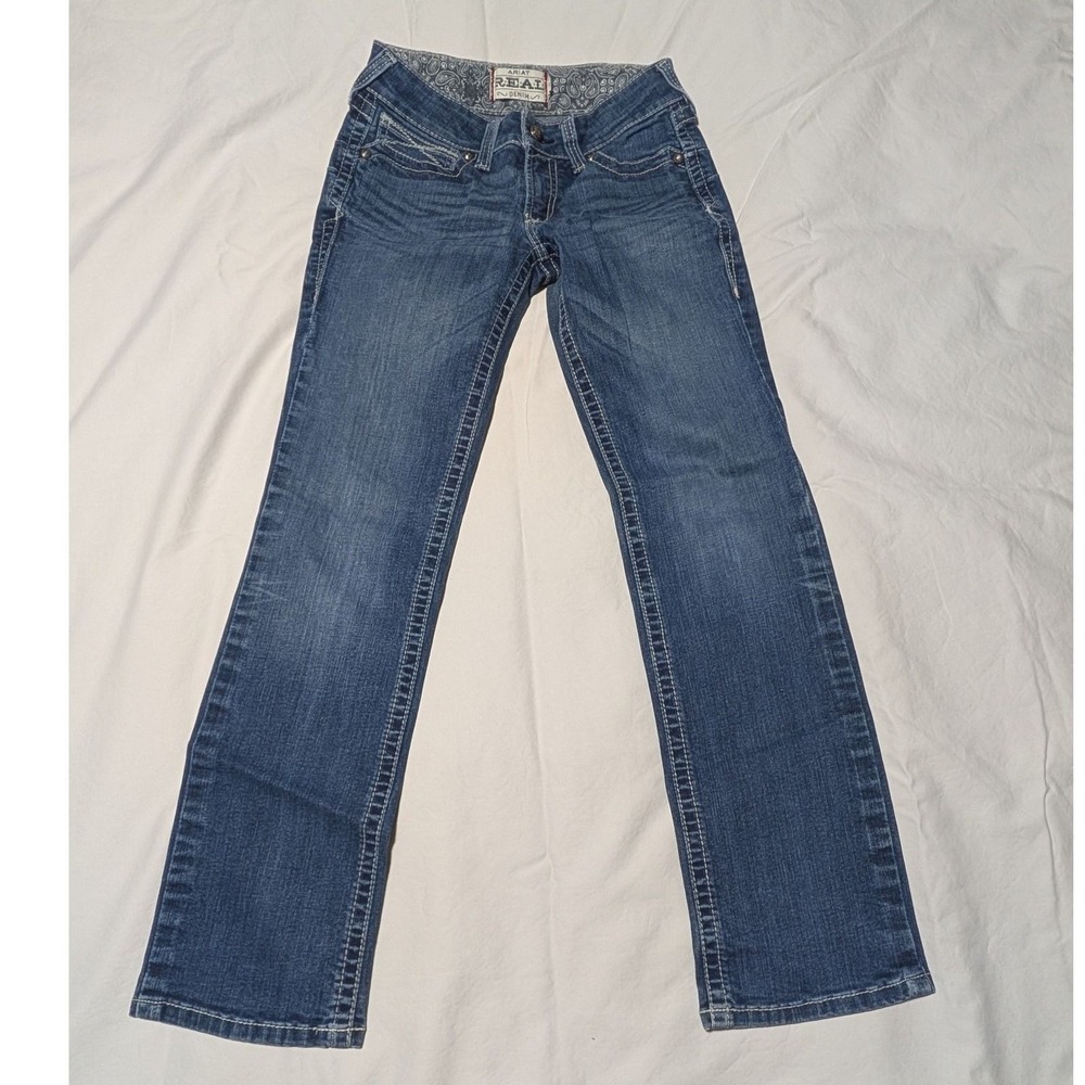 Ariat REAL Denim Womens Mid Rise Bootcut Jeans Medium Wash Blue 28R